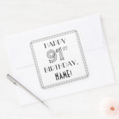 HAPPY 91ST BIRTHDAY, Art Deco Style, aangepaste na Vierkante Sticker (Envelop)