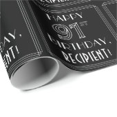 HAPPY 91ST BIRTHDAY; Art Deco Style met aangepaste Cadeaupapier (Rol Hoek)