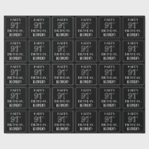 HAPPY 91ST BIRTHDAY; Art Deco Style met aangepaste Cadeaupapier