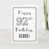 Happy 92e verjaardag, Art Deco Style met aangepast Kaart (Voorkant)