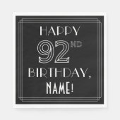 HAPPY 92ND BIRTHDAY; Art Deco Style; aangepaste na Servet (Voorkant)