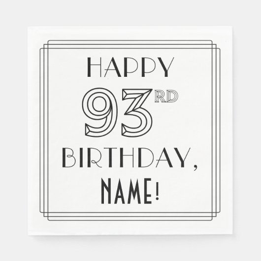 HAPPY 93RD BIRTHDAY; Art Deco Style; aangepaste na Servet (Voorkant)