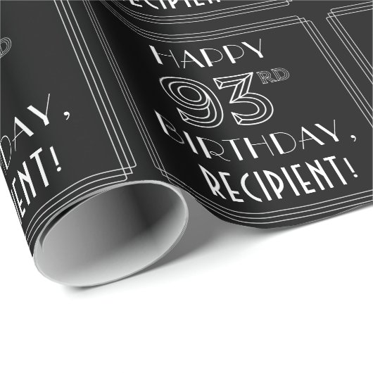 HAPPY 93RD BIRTHDAY; Art Deco Style met aangepaste Cadeaupapier (Rol Hoek)