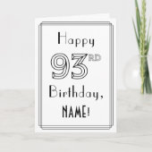 Happy 93rd Birthday, Art Deco Style met aangepaste Kaart (Voorkant)