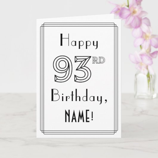 Happy 93rd Birthday, Art Deco Style met aangepaste Kaart (Orchidee)