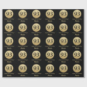 Happy 93rd Birthday Black en Gold Glitter Cadeaupapier (Vlak)