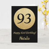Happy 93rd Birthday Black en Gold Glitter Kaart (Gele Bloem)