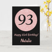 Happy 93rd Birthday Black en Roos Pink Gold Kaart (Gele Bloem)