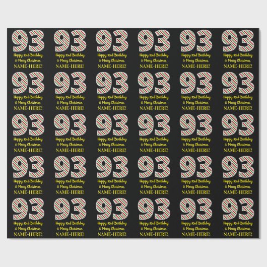 Happy 93rd Birthday & Merry Kerstmis, aangepaste n Cadeaupapier (Vlak)
