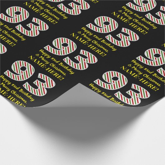 Happy 93rd Birthday & Merry Kerstmis, aangepaste n Cadeaupapier (Hoek)