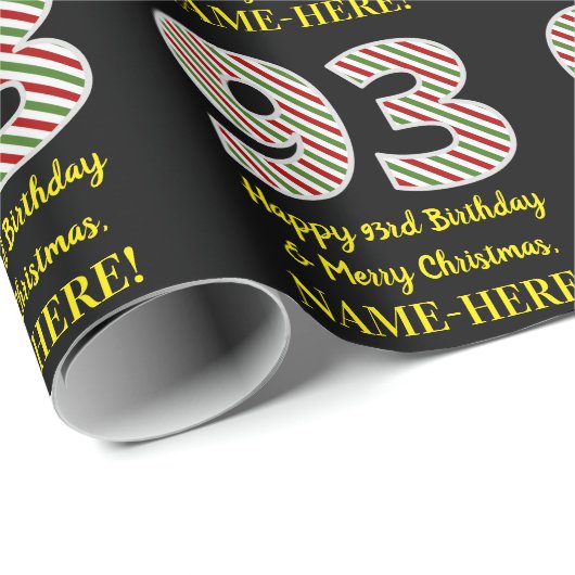 Happy 93rd Birthday & Merry Kerstmis, aangepaste n Cadeaupapier (Rol Hoek)