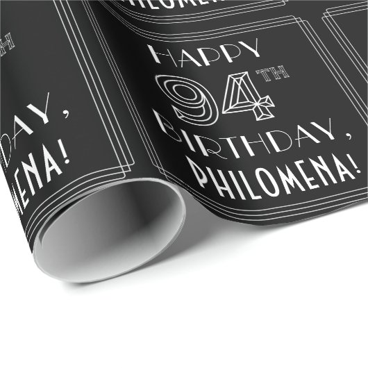 HAPPY 94TH BIRTHDAY; Art Deco Style met aangepaste Cadeaupapier (Rol Hoek)