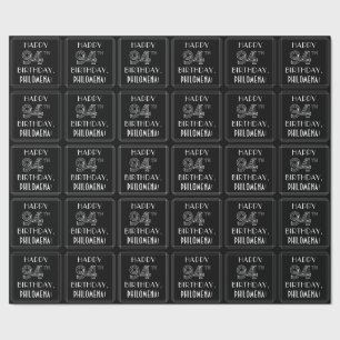 HAPPY 94TH BIRTHDAY; Art Deco Style met aangepaste Cadeaupapier