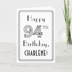 Happy 94th Birthday, Art Deco Style met aangepaste Kaart