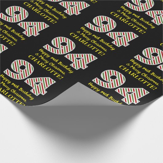 Happy 94th Birthday & Merry Kerstmis, aangepaste n Cadeaupapier (Hoek)