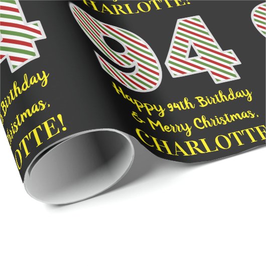 Happy 94th Birthday & Merry Kerstmis, aangepaste n Cadeaupapier (Rol Hoek)