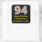 Happy 94th Birthday & Merry Kerstmis, aangepaste n Vierkante Sticker (Tas)