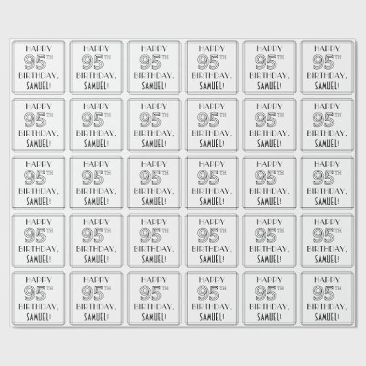 HAPPY 95TH BIRTHDAY; Art Deco Style; aangepaste na Cadeaupapier (Zoom)