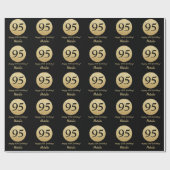 Happy 95th Birthday Black en Gold Glitter Cadeaupapier (Vlak)