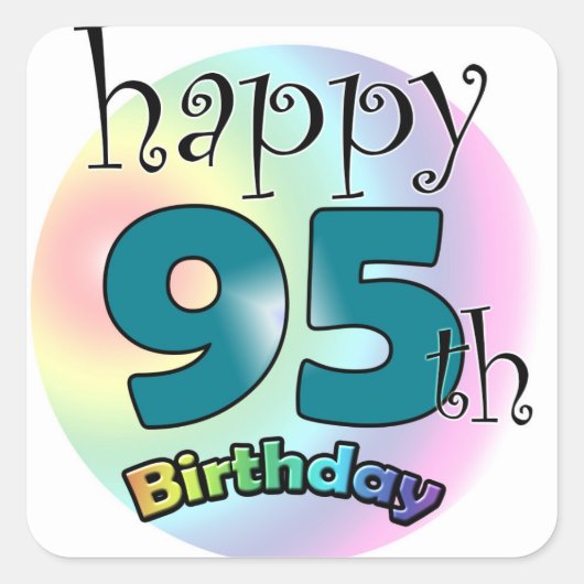 Happy 95th Birthday (blauw) Vierkante Sticker (Voorkant)