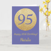 Happy 95th Birthday en Gold Glitter Kaart (Gele Bloem)