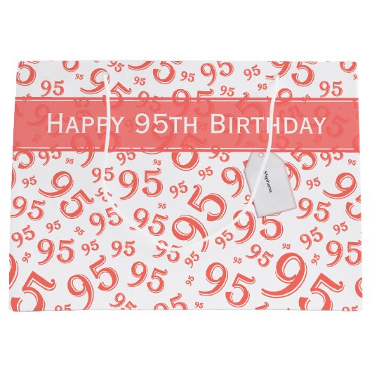 Happy 95th Birthday Number Pattern Coral Groot Cadeauzakje (Voorkant)