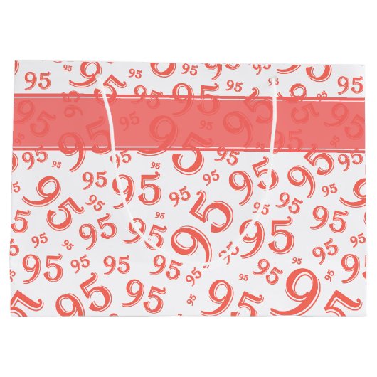 Happy 95th Birthday Number Pattern Coral Groot Cadeauzakje (Achterkant)