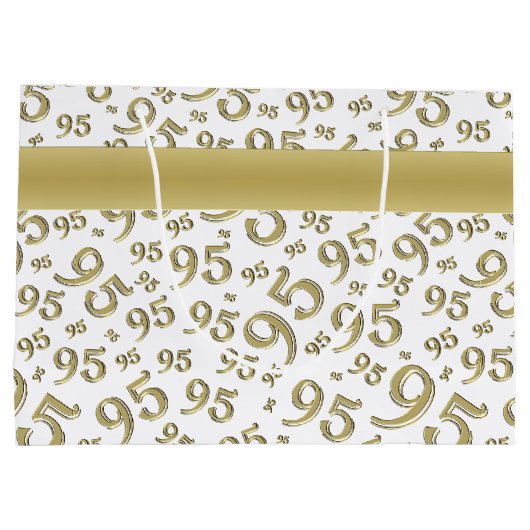 Happy 95th Birthday Number Pattern Gold Groot Cadeauzakje (Achterkant)