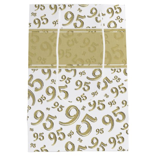 Happy 95th Birthday Number Pattern Gold Medium Cadeauzakje (Achterkant)