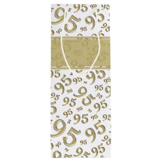 Happy 95th Birthday Number Pattern Gold Wijn Cadeautas (Achterkant)