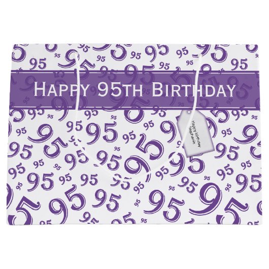 Happy 95th Birthday Number Pattern Paars Groot Cadeauzakje (Voorkant)