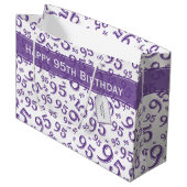 Happy 95th Birthday Number Pattern Paars Groot Cadeauzakje (Voorkant Gekanteld)