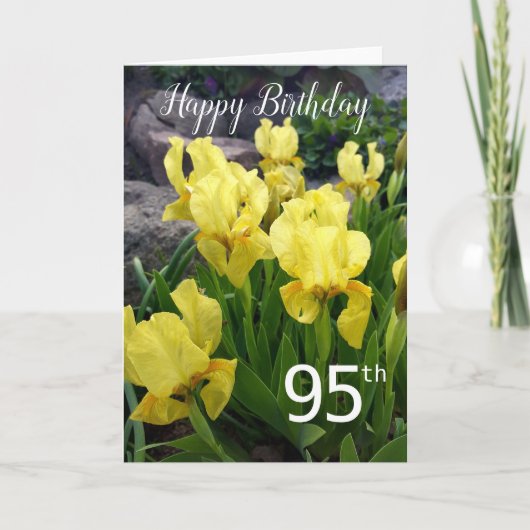 Happy 95th Birthday yellow garden flowers witk Kaart (Voorkant)