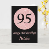 Happy 95th Birthday Zwart en Roos Pink Gold Kaart (Gele Bloem)