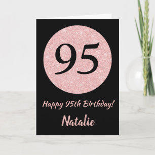 Happy 95th Birthday Zwart en Roos Pink Gold Kaart