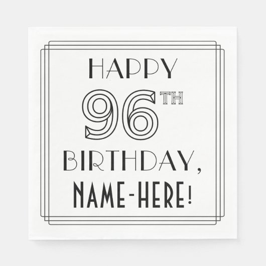 HAPPY 96TH BIRTHDAY; Art Deco Style; aangepaste na Servet (Voorkant)
