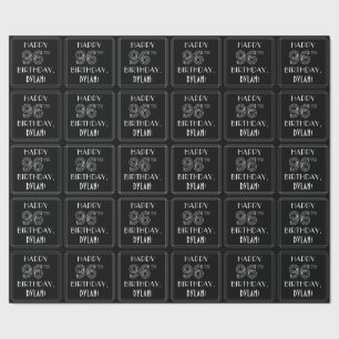 HAPPY 96TH BIRTHDAY; Art Deco Style met aangepaste Cadeaupapier
