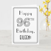 Happy 96th Birthday, Art Deco Style met aangepaste Kaart (Gele Bloem)