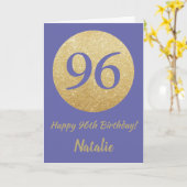 Happy 96th Birthday en Gold Glitter Kaart (Gele Bloem)