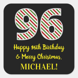 Happy 96th Birthday & Merry Kerstmis, aangepaste n Vierkante Sticker