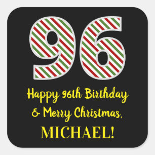 Happy 96th Birthday & Merry Kerstmis, aangepaste n Vierkante Sticker