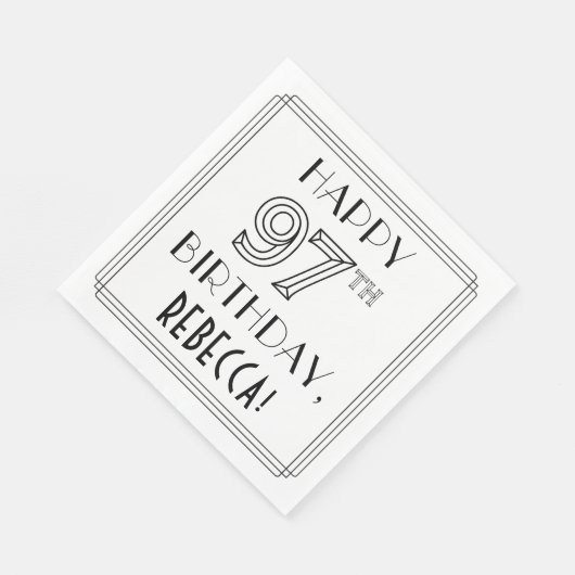 HAPPY 97TH BIRTHDAY; Art Deco Style; aangepaste na Servet (Hoek)