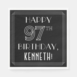 HAPPY 97TH BIRTHDAY; Art Deco Style; aangepaste na Servet