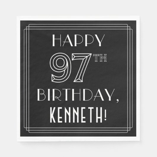 HAPPY 97TH BIRTHDAY; Art Deco Style; aangepaste na Servet (Voorkant)