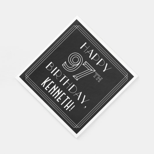 HAPPY 97TH BIRTHDAY; Art Deco Style; aangepaste na Servet (Hoek)