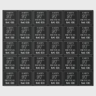 HAPPY 97TH BIRTHDAY; Art Deco Style met aangepaste Cadeaupapier