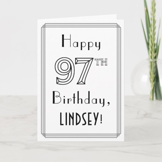 Happy 97th Birthday, Art Deco Style met aangepaste Kaart (Voorkant)