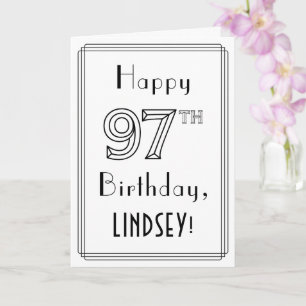 Happy 97th Birthday, Art Deco Style met aangepaste Kaart