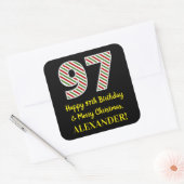 Happy 97th Birthday & Merry Kerstmis, aangepaste n Vierkante Sticker (Envelop)