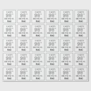 HAPPY 98TH BIRTHDAY; Art Deco Style; aangepaste na Cadeaupapier